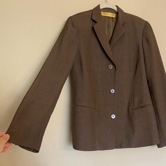 Donna Karan Brown Linen Skirt Suit Set Size 8 - Picture 8 of 16